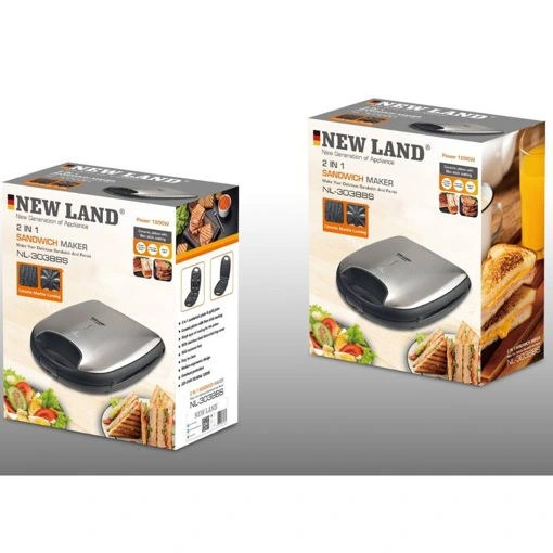 ساندویچ میکر نیولند دوکاره استیل مشکی  مدل NL-3038BS