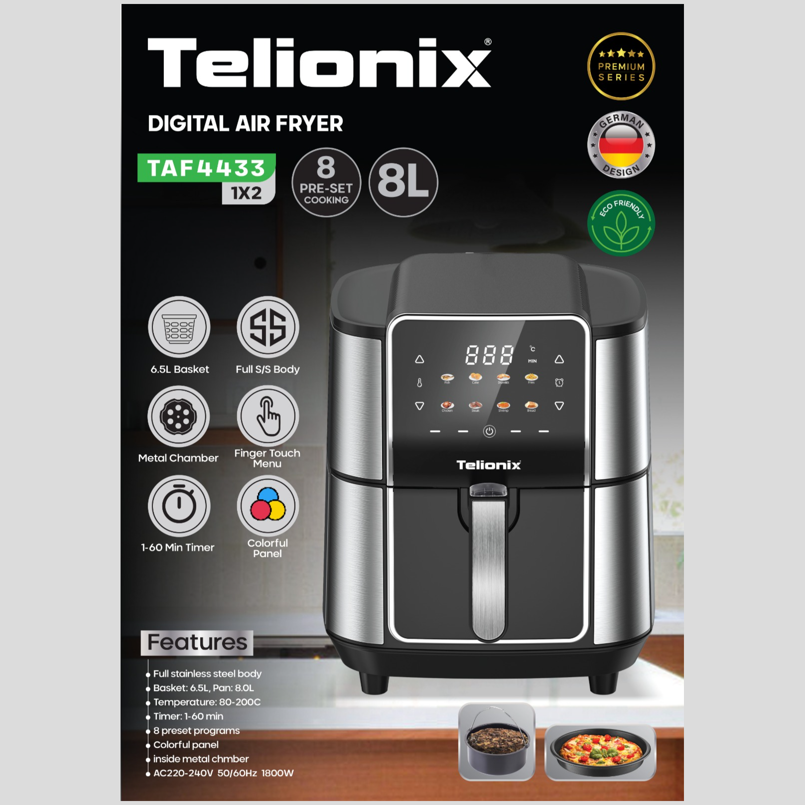 سرخ‌کن بدون روغن دیجیتال تلیونیکس مدل TAF4433