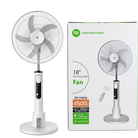 پنکه شارژی ایستاده DP مدل DP-F502AL سایز ۱۸ اینچ