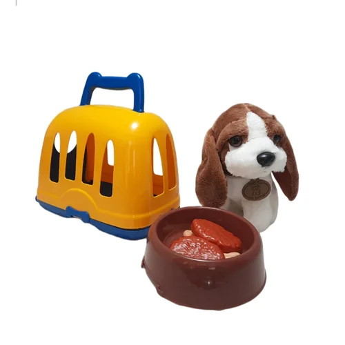 ست هدیه عروسک مدل توله سگ و سبد مجموعه 4 عددی