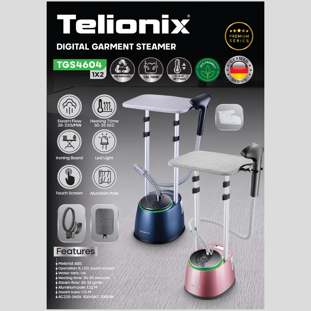 اتو بخار ایستاده دیجیتال تلیونیکس مدل TGS4604